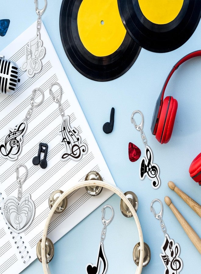 Quelay 24 Pcs Musical Note Keychain Craft Music Party Favors Color Your Own Wooden Keychains Musical Note Awards Gifts for Students Music Party Supplies School Classroom Activities, 12 Styles - Image 4